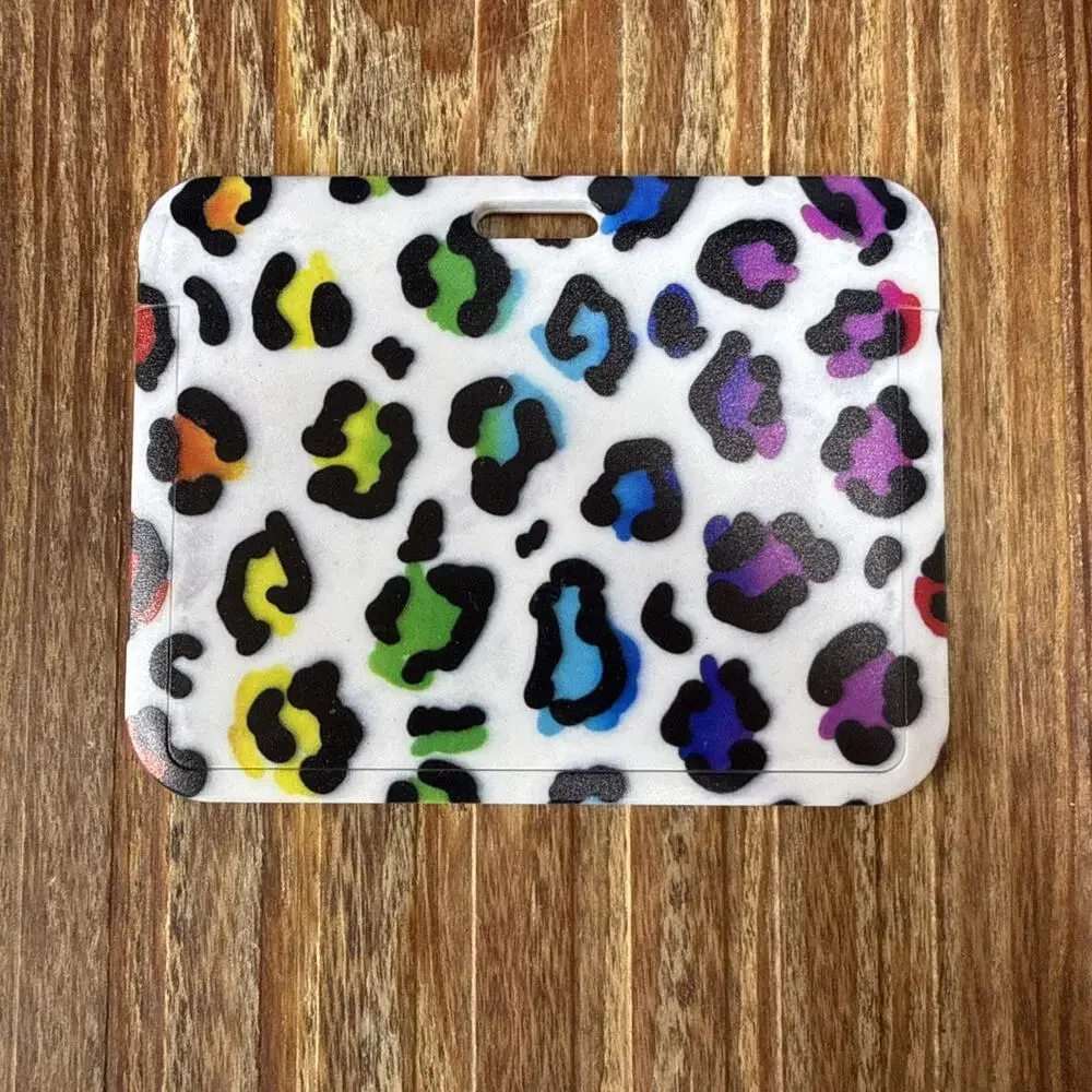 Colorful Leopard Print Badge ID Holder